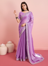 Saree of jimmy choo in purple colour